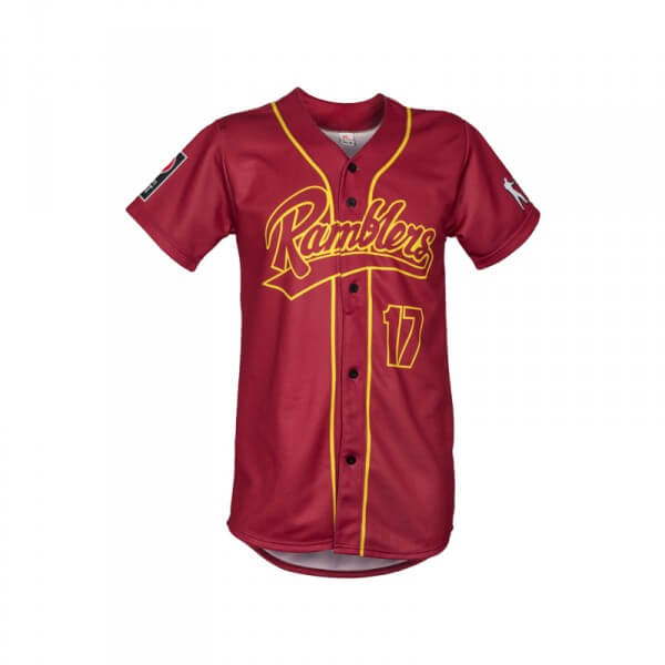 Ramblers Red Full Button Down Ramblers Softball Jersey